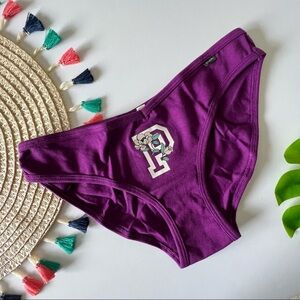Victoria's Secret PINK Cotton Bikini Panty Virtual Violet Floral Graphic XS NEW